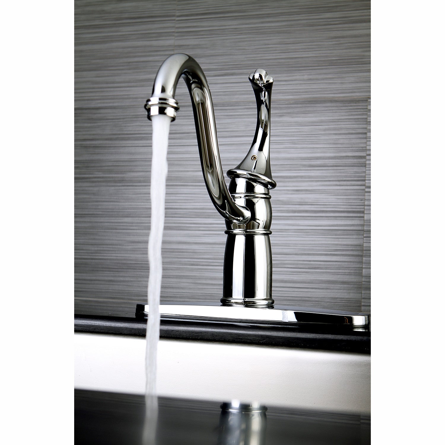 Kingston Heirloom KB1571GLLS - Georgian Single-Handle 1-or-3 Hole Kitchen Faucet, Polished Chrome — thumbnail 3